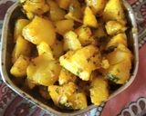 A picture of step 3 of Sukhe aloo.