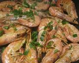 A picture of step 3 of King prawns in a brandy and lemon sauce.