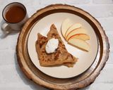 A picture of step 10 of WALNUT APPLE PARATHA WITH CARAMEL SAUCE & VANILLA ICE-CREAM.