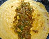 A picture of step 3 of Paneer bhurji stuffed besan chilla.