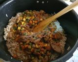 A picture of step 6 of Chinese fried rice with Russian salad.