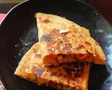 A picture of step 6 of Veggie Chapati (left over) Wrap.