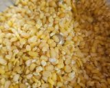 A picture of step 2 of Moong Dal Halwa.