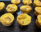 A picture of step 6 of Egg bites- Bacon & cheddar cheese.
