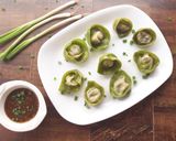 A picture of step 17 of Spinach and Cottage Cheese Momos with Honey Chilli dip.