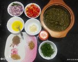A picture of step 4 of Sarson ka Saag and Makki di Roti.