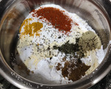 A picture of step 1 of Crispy palak pakora (crispy spinach fritters).
