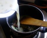 A picture of step 3 of Gujarati kadhi with Drumsticks.