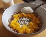 Foto del paso 7 de la receta Desayuno saludable fit de yogur y melocotón. Recetas saludables para diabetes