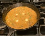 A picture of step 3 of Steak Diane.