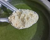 A picture of step 6 of Louki pancake make with leftover rice.