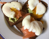 A picture of step 8 of Perfect poached eggs with salmon & avocado on rye.