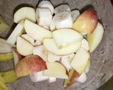 A picture of step 1 of Banana apple shake🍌🍒.