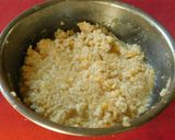 A picture of step 3 of Taro in buttermilk curry (kadi, Morkuzhambu in tamil).