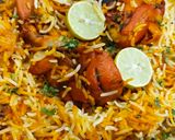 A picture of step 8 of Degi chicken biryani.