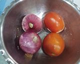 A picture of step 2 of Chole ragda with potato pattice.