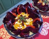 Une image de l'étape 12 de Trévise en salade au maïs,feta,poivron rouge,tomate séchée et câpres italiennes.