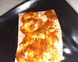 A picture of step 2 of Roti bread spinach sandwich.