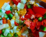 A picture of step 1 of Rotini pasta salad.