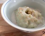 A picture of step 8 of Pandan green coconut rice dessert (vegan, gluten free).
