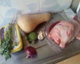 A picture of step 1 of Baked chicken and butternut.