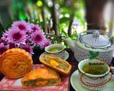 Hình bước làm 9 của món Bánh nướng nhân trà xanh trứng mặn