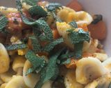 A picture of step 9 of Squash and sage pasta - can be vegan.