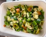 Une image de l'étape 10 de Courgettes et poivrons au lard et épices.