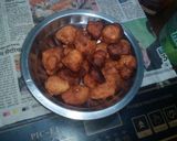 A picture of step 12 of Khatti meethi smoking dahi bhalla.