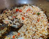 A picture of step 4 of Egg fried rice with leftover rice.