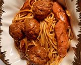 A picture of step 7 of Creamy tomato pasta / meatballs.