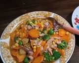Foto langkah ke 6 dari resep Cumi Pedas Siram Sayur.