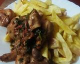 A picture of step 3 of Chicken with fries.