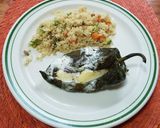 A picture of step 3 of Chiles Rellenos with Beans and Cheese.