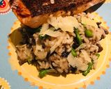 A picture of step 7 of Mushroom and Asparagus Risotto with Grilled Salmon.