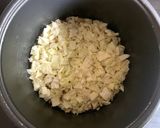 A picture of step 3 of Abura-age (Fried Thin Tofu) & Cabbage Takikomigohan.