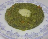 A picture of step 4 of Sahi veg palak paneer rice.