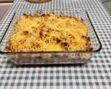 Une image de l'étape 19 de Gratin de macaronis au jambon cru, poivron jaune et emmental.