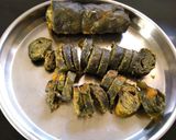 A picture of step 7 of Besan corn roll(patra).