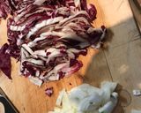 A picture of step 1 of Risotto with radicchio and crispy coppa.