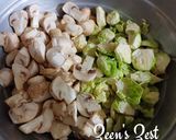 A picture of step 1 of Mushroom and Brussel sprouts Fry.
