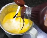 A picture of step 4 of Mango milkshake shots with chocolate syrup.