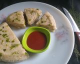 A picture of step 4 of Poha dhokla.