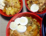 A picture of step 1 of Veggie chicken irish with boiled egg.