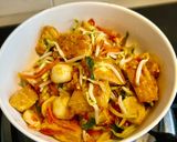 Gambar langkah 4 resipi Taugeh & Tauhu goreng berlada.
