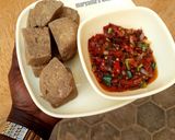 A picture of step 1 of Tofu(Awara) with hot sauce.