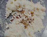 A picture of step 1 of Chocolate coated Hazelnut filled coconut laddu.