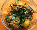 A picture of step 3 of Brinjal potato curry in pressure cooker.