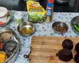 A picture of step 2 of Kerala style beetroot pickle.