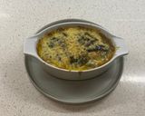 A picture of step 8 of Japanese spinach and aubergine curry rice gratin.